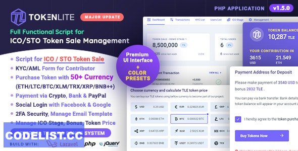 TokenLite v1.6.0 - ICO / STO Token Sale Management Dashboard - ICO Admin Script - nulled &raquo; Premium Scripts, Plugins &amp; Mobile