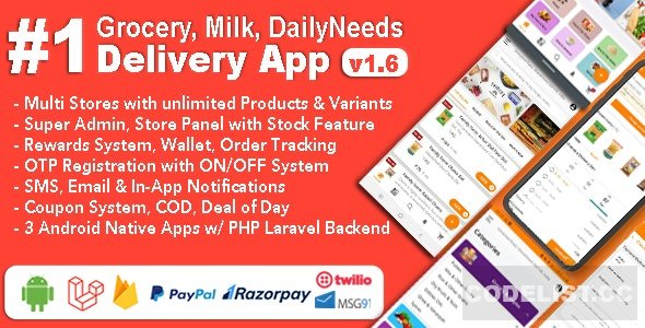 Grocery and Vegetable Delivery Android App with Admin Panel v1.6.4 - Multi-Store with 3 Apps - nulled » Premium Scripts, Plugins & Mobile
