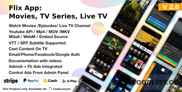 Flix App Movies v4.1 - TV Series - Live TV Channels - TV Cast &raquo; Premium Scripts, Plugins &amp; Mobile