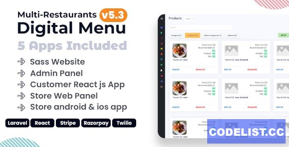 Chef v5.3 - Multi-restaurant Saas - Contact less Digital Menu Admin Panel with - React Native App &raquo; Premium Scripts, Plugins &amp; Mobile