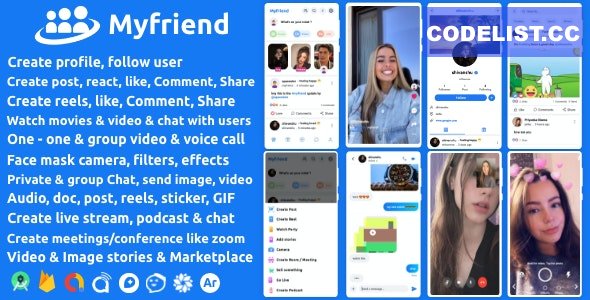 Myfriend v3.1 - Friend Chat Post Tiktok Follow Radio Group ecommerce Zoom Live clone social network app &raquo; Premium Scripts, Plugins &amp; Mobile