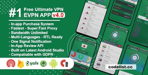 eVPN v4.4 - Free Ultimate VPN | Android VPN, Billing, Phone Booster, Admob / Push Notification &raquo; Premium Scripts, Plugins &amp; Mobile