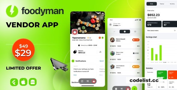 Foodyman Vendor App (iOS &amp; Android) v2024-09 &raquo; Premium Scripts, Plugins &amp; Mobile