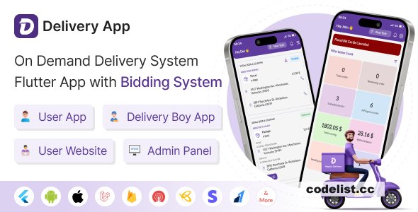 Delivery App v25.0 - On Demand Delivery System Flutter App with bidding system &raquo; Premium Scripts, Plugins &amp; Mobile