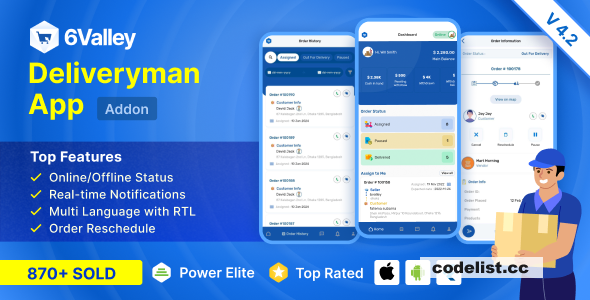 6Valley e-commerce v4.2 - Delivery Man flutter app » Premium Scripts, Plugins & Mobile