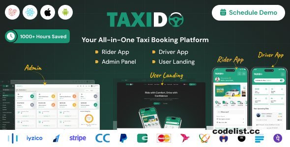Taxido - InDrive - Grab - Uber Clone - 14 June 2025 &raquo; Premium Scripts, Plugins &amp; Mobile