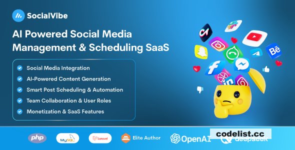 SocialVibe v2.1.0 - AI-Powered Social Media Management &amp; Scheduling SaaS