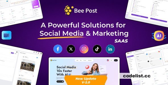 BeePost v2.2 - AI Social Media Management &amp; Content Creation SaaS with Subscription System - nulled