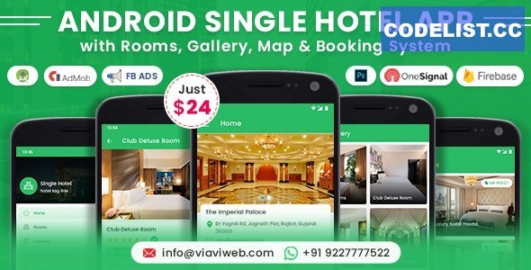 Android Single Hotel Application with Rooms, Gallery, Map &amp; Booking System v4.0