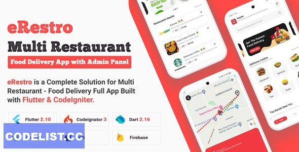 eRestro - Flutter Multi Restaurant &amp; Vendor Marketplace - Food Ordering App for Hyperlocal Business v1.0