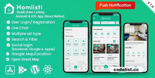 HomListi v1.10.3 - Real Estate Listing Android &amp; iOS App