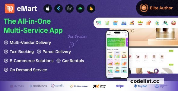 eMart v6.2 - Multivendor Food, On-demand, eCommerce, Parcel, Taxi Booking, Car Rent App with Admin &amp; Web