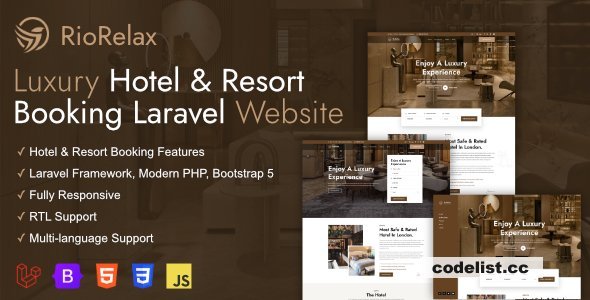 RioRelax v1.6.1 - Laravel Luxury Hotel &amp; Resort Booking Website - nulled
