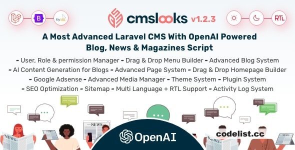 CMSLooks v1.2.1 - Laravel CMS With OpenAI Powered Blog, News &amp; Magazines Script - nulled