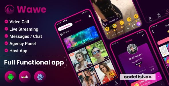 Wawe v2.0 - Video call, Live streaming, Chat | Host based app with Admin panel &amp; Agency Panel