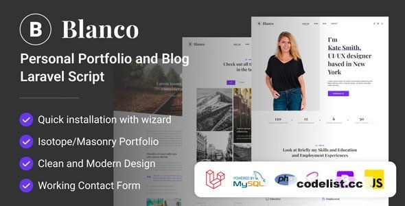 Blanco v1.2 - Personal Portfolio and Blog Laravel Script