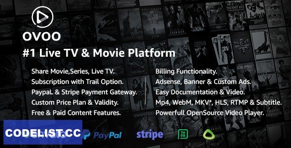 OVOO v3.3.2 - Live TV &amp; Movie Portal CMS with Membership System - nulled