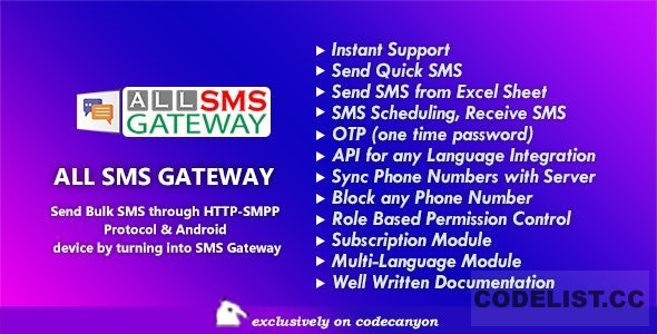 All SMS Gateway v2.1 - Send Bulk SMS through HTTP-SMPP Protocol &amp; Android Phone by Turning into Gateway