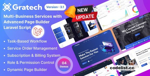 Gratech v3.1 - Multi-Business Services with Advanced Page Builder &amp; Workflow Tools