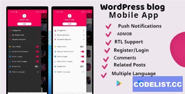 Flutter Wordpress Mobile App Supports Android &amp; IOS v1.0