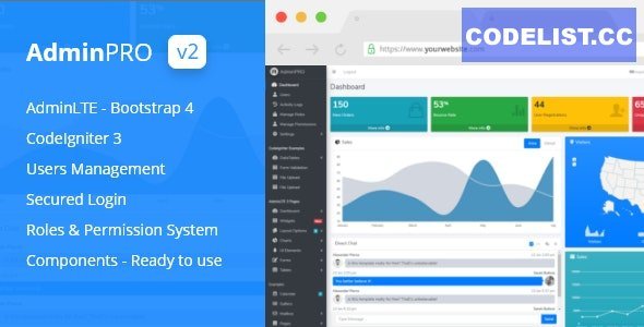 AdminPro v2.0 - Login + Multi User Management + Codeigniter + Roles &amp; Permission + Bootstrap 4 + AdminLTE