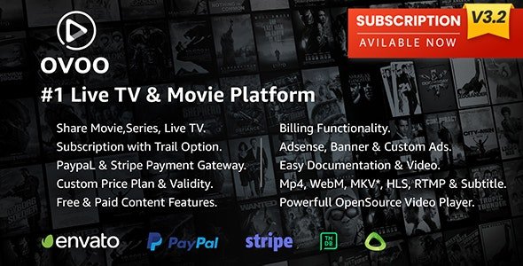 OVOO v3.2.0 - Live TV & Movie Portal CMS with Membership System - nulled