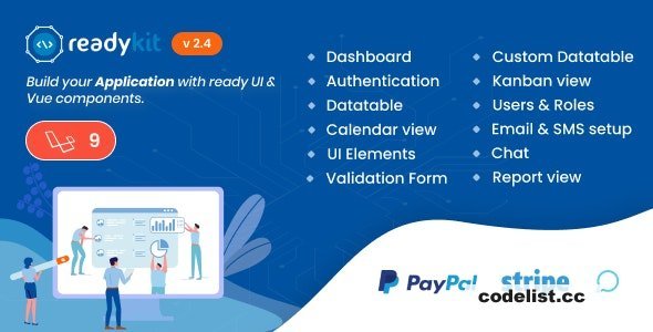 ReadyKit v2.4.0 - Admin &amp; User Dashboard Templates (with functionality) for Laravel + Vue App Development