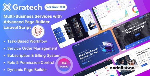 Gratech v3.0 - Multi-Business Services with Advanced Page Builder &amp; Workflow Tools
