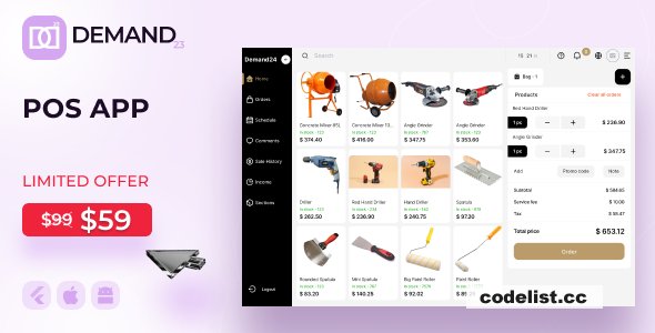 On-Demand24 POS + Order &amp; Service Management (IOS, Android, Desktop) v2024-2