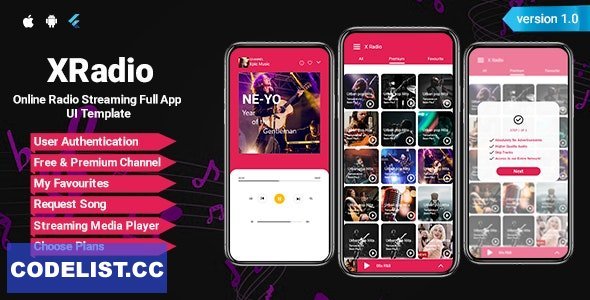XRadio v1.0 - Online Radio Streaming Flutter App UI Kit