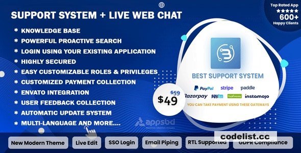 Support System v4.1.4 - Live Web Chat &amp; Client Desk &amp; Ticket Help Desk - nulled