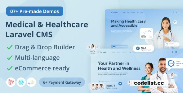 Prohealth v1.1 - Medical and Healthcare Laravel CMS With Live Page Builder - nulled