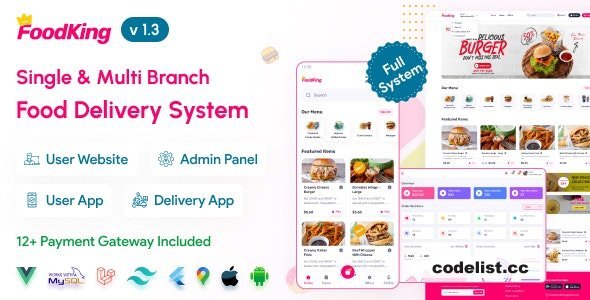 FoodKing v1.3 - Restaurant Food Delivery System with Admin Panel &amp; Delivery Man App | Restaurant POS