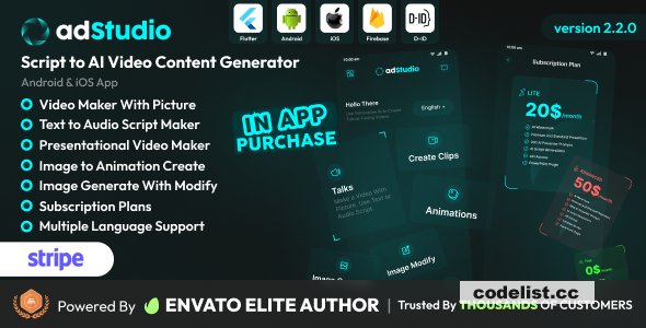 adStudio v2.2.0 - Script to Video Content Generator Android and iOS App