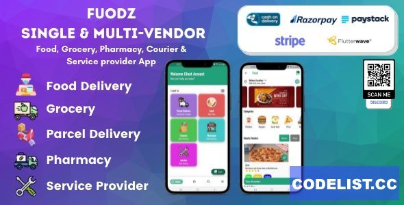 Fuodz v1.3.9 – Grocery, Food, Pharmacy Courier &amp; Service Provider + Backend + Driver &amp; Vendor app