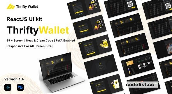 Thriftywallet v1.4 - ReactJS UI kit for Crypto Wallet ( Cryptocurrency), reward points, and FIAT currency