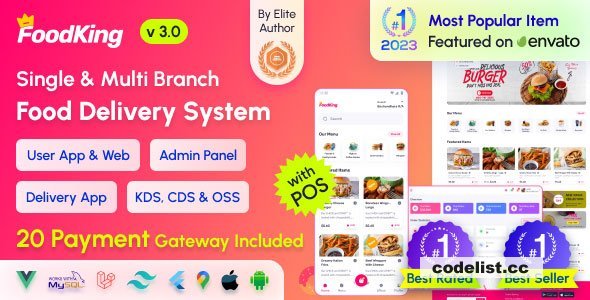 FoodKing v3.2 - Restaurant Food Delivery System with Admin Panel &amp; Delivery Man App - Restaurant POS - nulled