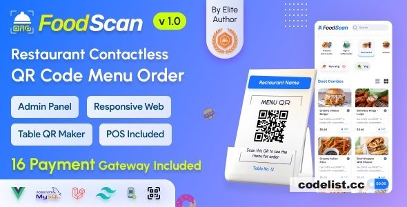 FoodScan v1.6 - Qr Code Restaurant Menu Maker and Contactless Table Ordering System with Restaurant POS