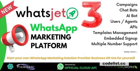 WhatsJet SaaS v3.0 - A WhatsApp Marketing Platform with Bulk Sending, Campaigns &amp; Chat Bots - nulled