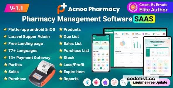 Acnoo Pharmacy v1.1 - SaaS Pharmacy Management Software &amp; Flutter App with Admin Panel - nulled