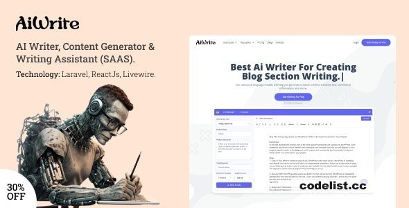 AiWrite v1.5 - AI Writer, Content Generator &amp; Writing Assistant Tools(SAAS)