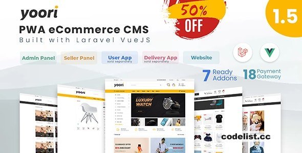 YOORI v1.5.1 - Laravel Vue Multi-Vendor PWA eCommerce CMS - nulled