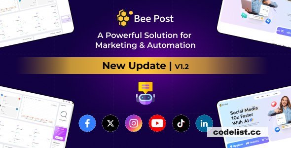 BeePost v1.2 - AI Social Media Management &amp; Content Creation SaaS with Subscription System - nulled