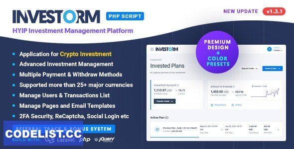 Investorm v1.5.2 - Advanced HYIP Investment Management Platform - nulled