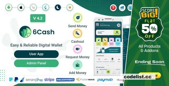 6Cash v4.3 - Digital Wallet Mobile App with Laravel Admin Panel - nulled