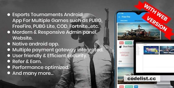 BattleMania With Web version v5.0 - Tournament App with Website &amp; Admin Panel for PUBG / Free Fire / COD - nulled