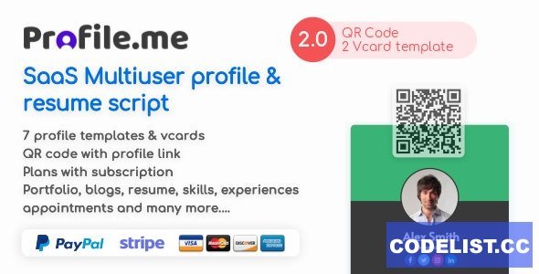 Profile.me v2.0 - Saas Multiuser Profile Resume &amp; Vcard Script