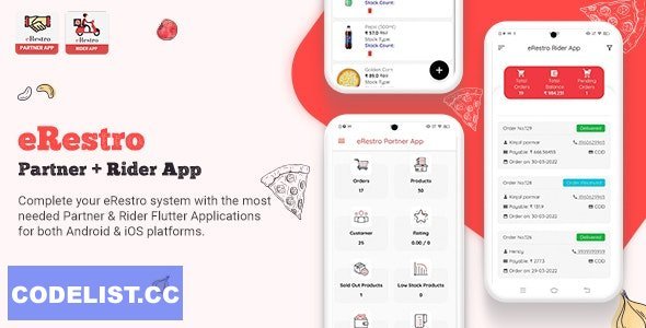 eRestro - Flutter Partner &amp; Rider App for Multi Restaurant &amp; Vendor - Food Ordering System v1.0