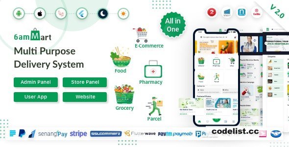 6amMart v2.0 - Multivendor Food, Grocery, eCommerce, Parcel, Pharmacy delivery app with Admin & Website - nulled