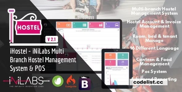 iHostel v2.1 - iNiLabs Multi Branch Hostel Management System &amp; POS - nulled
